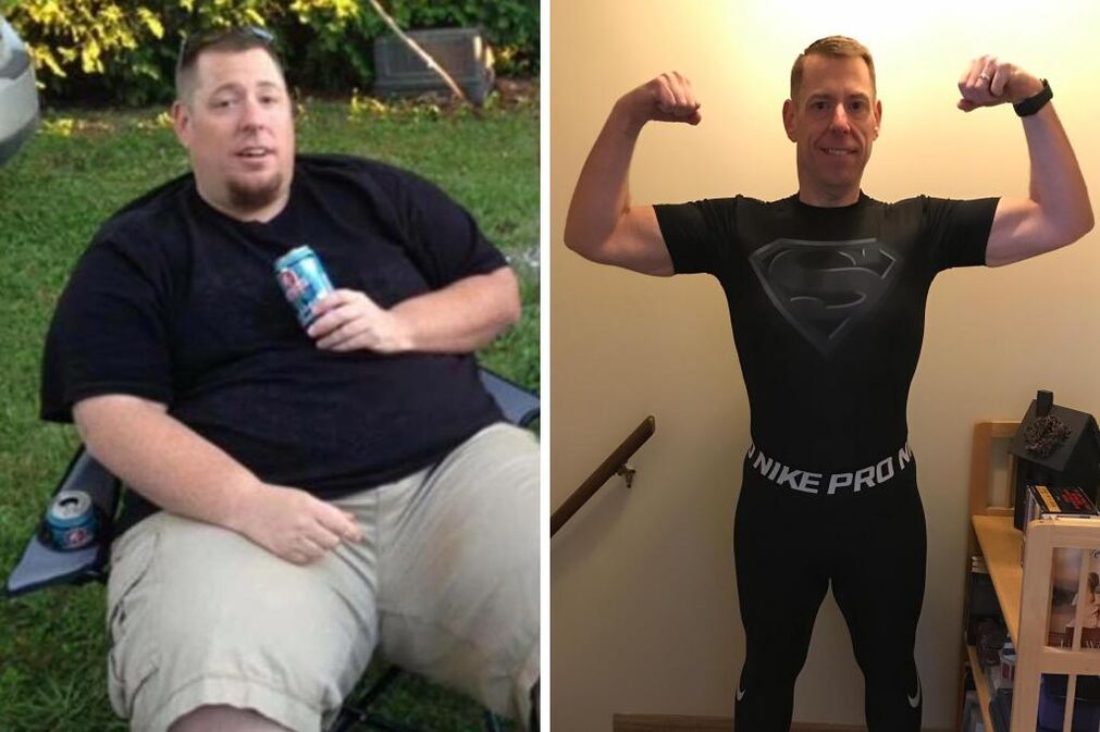 Άνδρας πριν και μετά τη δίαιτα κετο